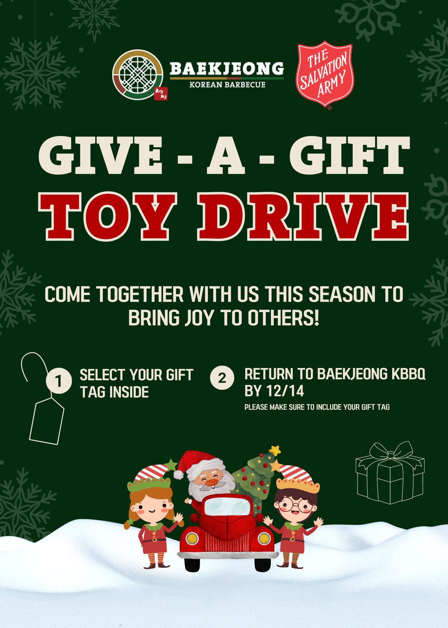 Give-a-gift Toy Drive: Come together with us this season to bring joy to others!